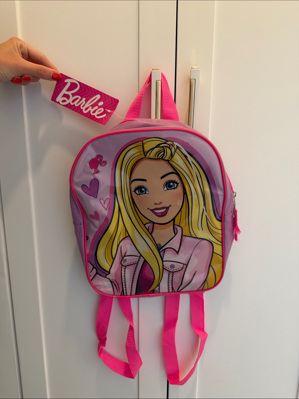 NWT Barbie Pink Kids Backpack with Blonde Doll Graphic